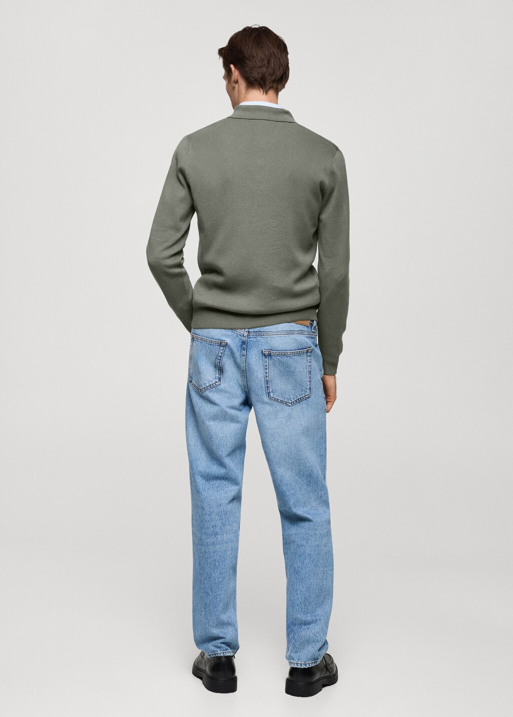 Fine cotton-knit polo sweater - Purple