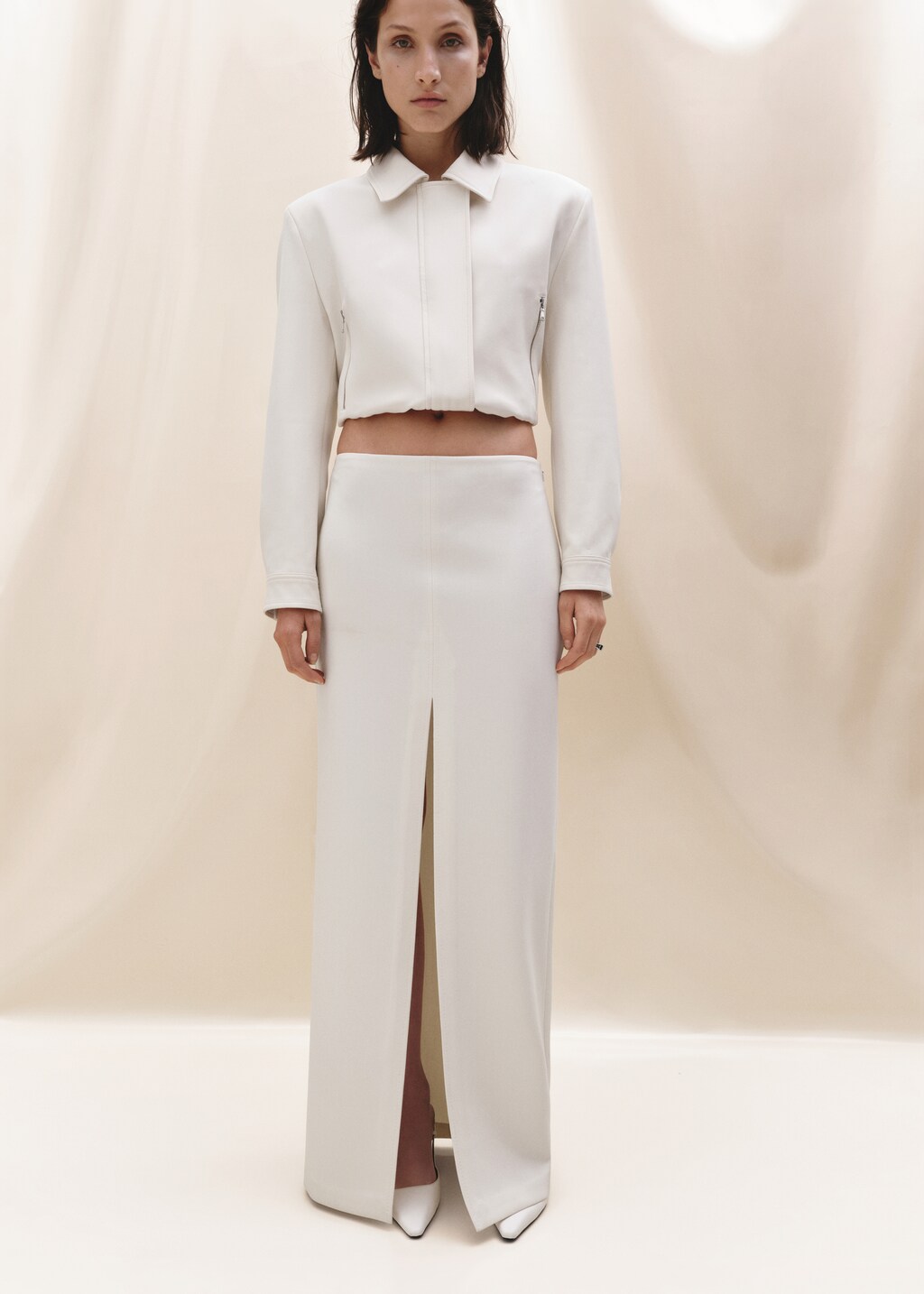 Cropped jacket with shoulder pads - Black