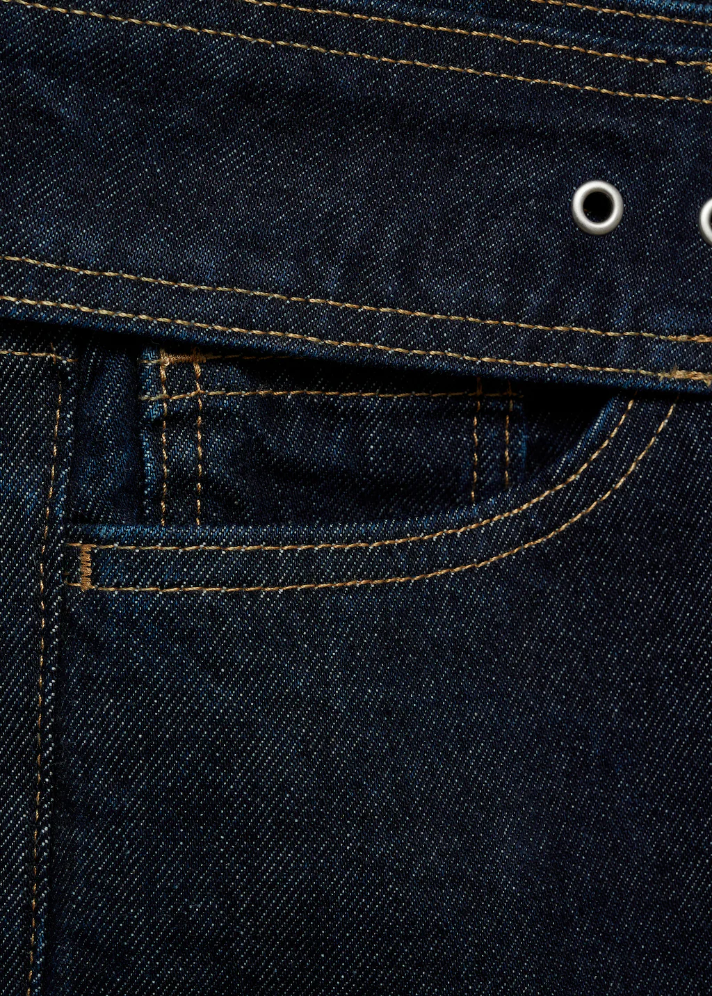 Low-rise straight jeans with belt - Open Blue
