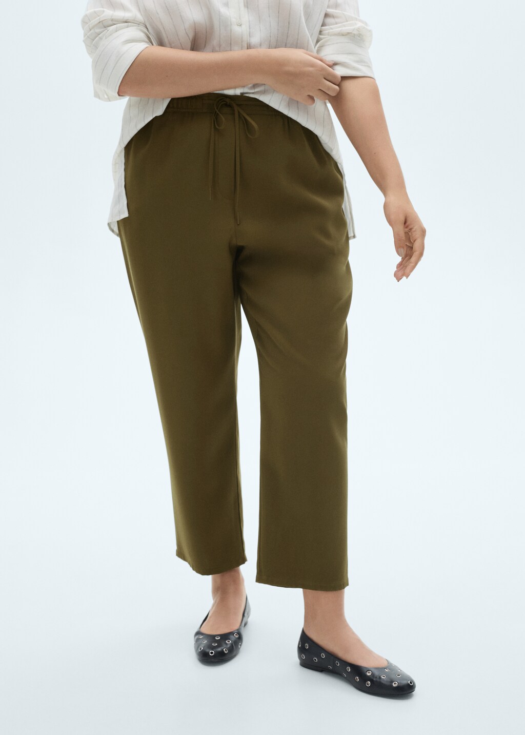 Elastic waist flowy trousers - Beige