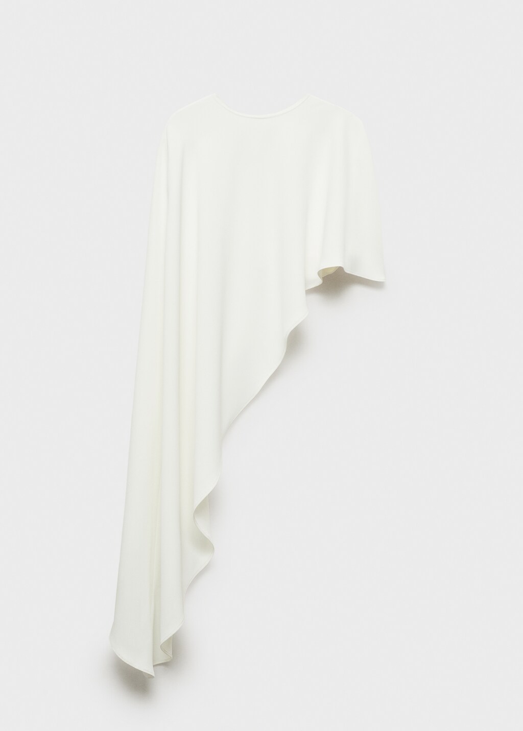Asymmetrical round-neck cape - White
