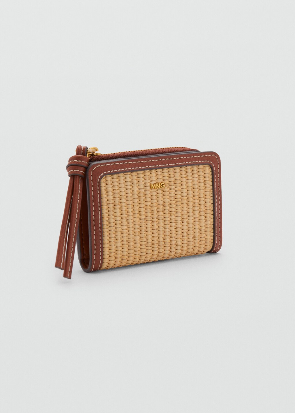 Contrast canvas flap wallet - Leather