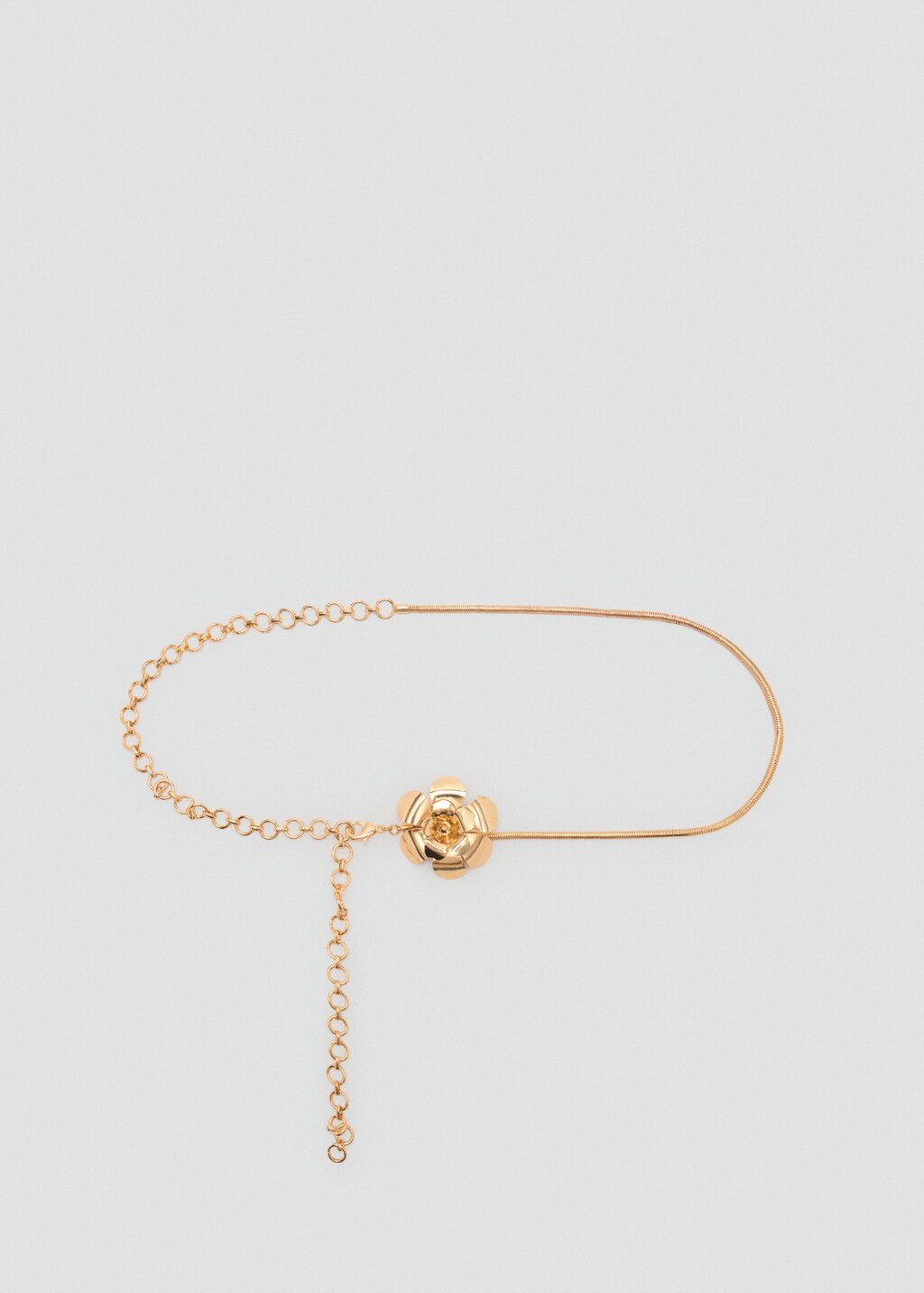 Combined metal belt with flower decoration - Gold