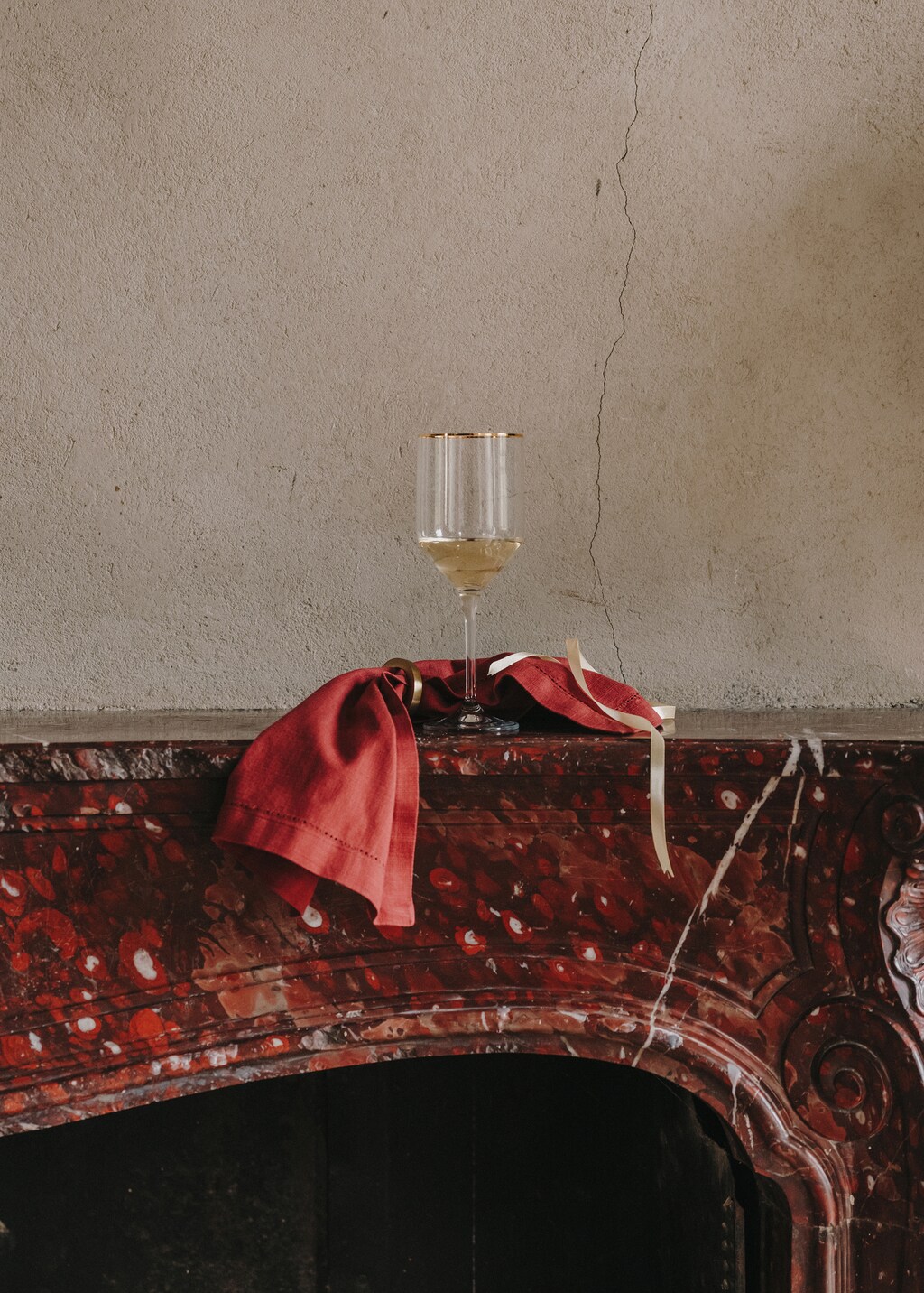 Gold Embossed Glass Goblet - Gold