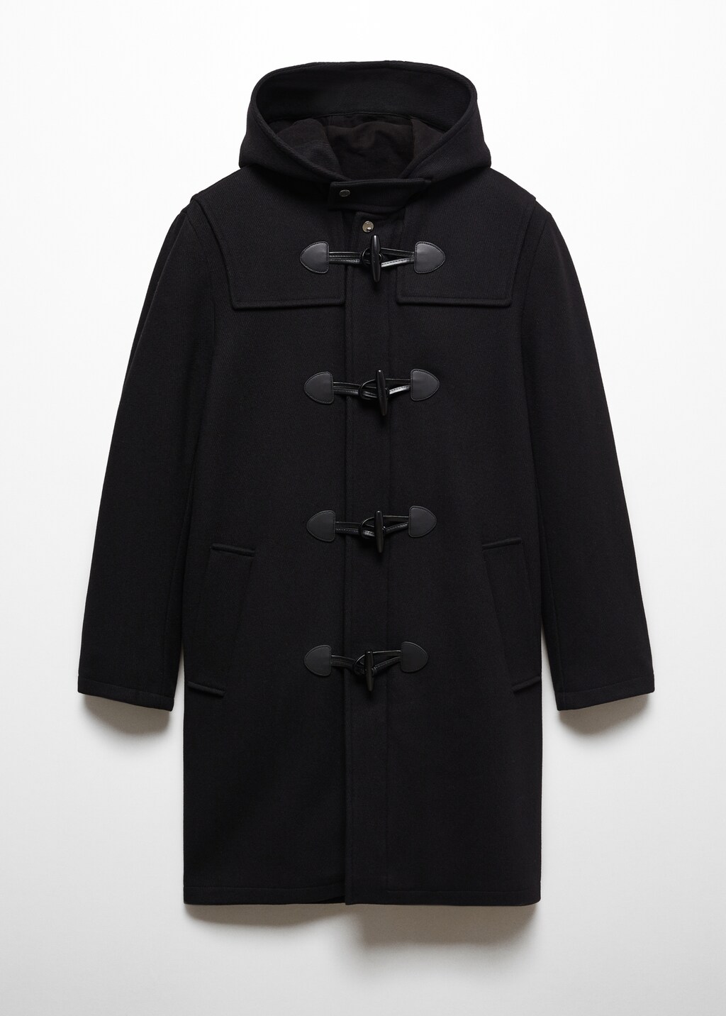 Wool hooded coat - Black