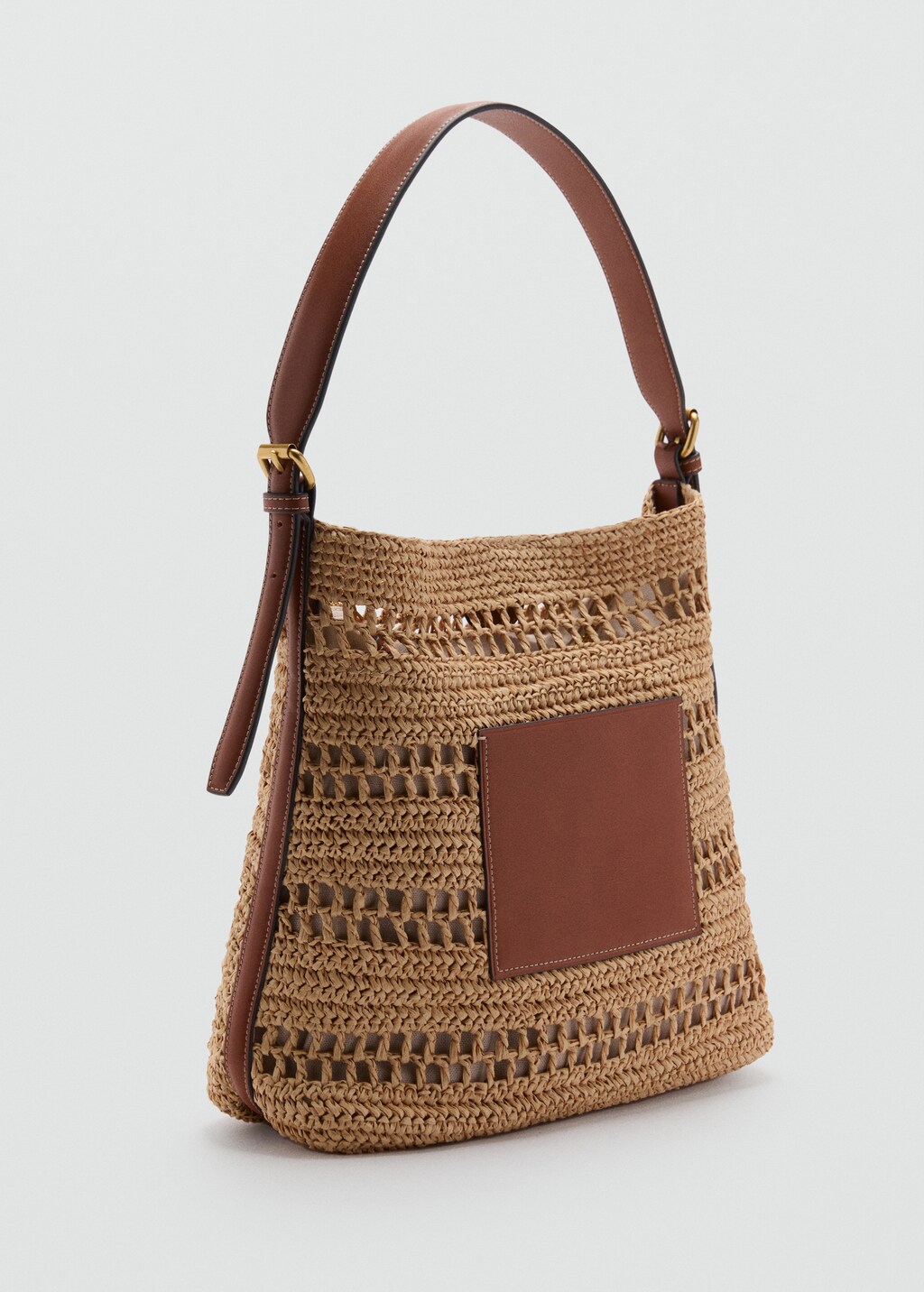 Natural fibre shoulder bag - Leather