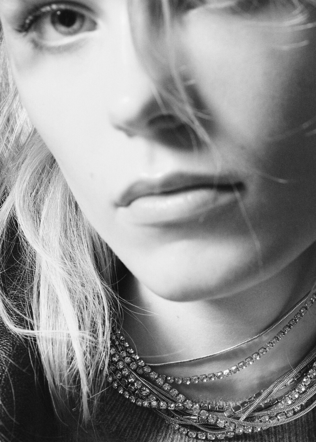 Choker necklace with mixed crystals - Silver