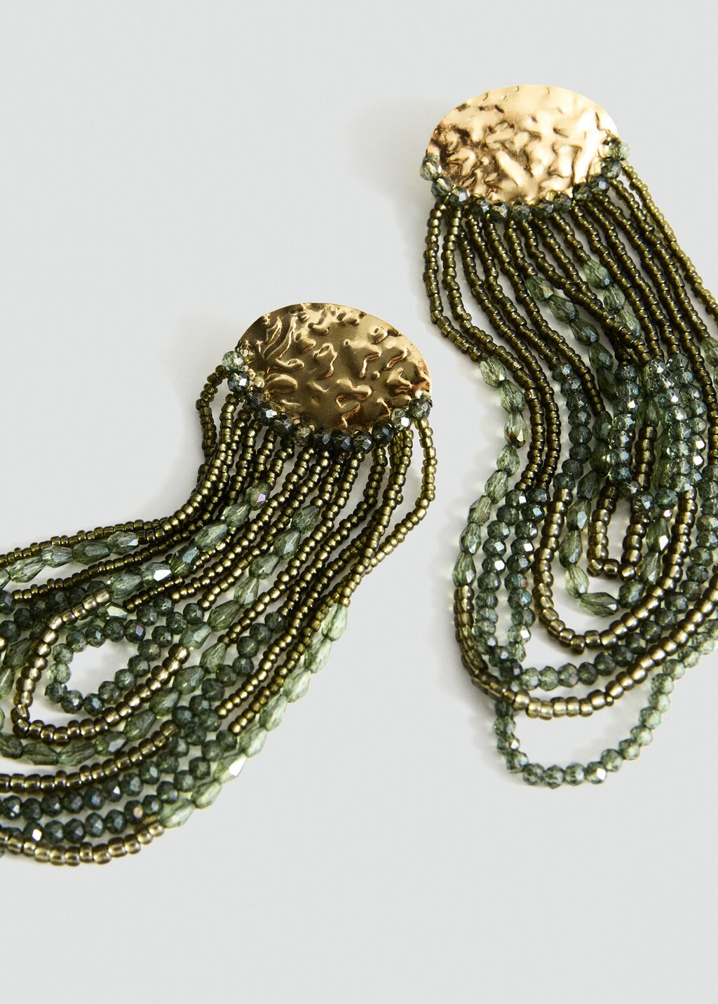 Combined waterfall crystal earrings - Green