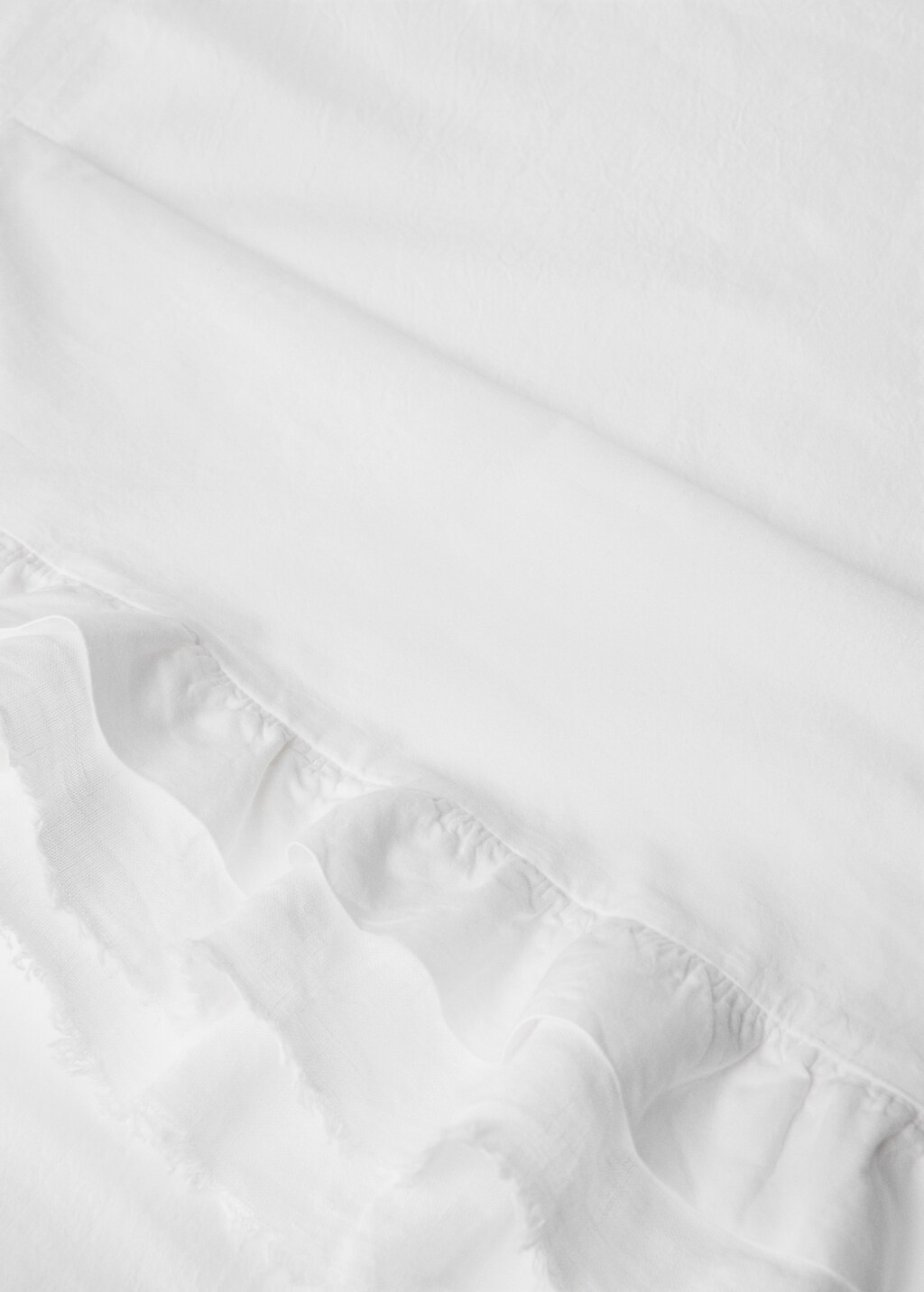 Cotton pillowcase with frayed trim, 45x110 cm - White