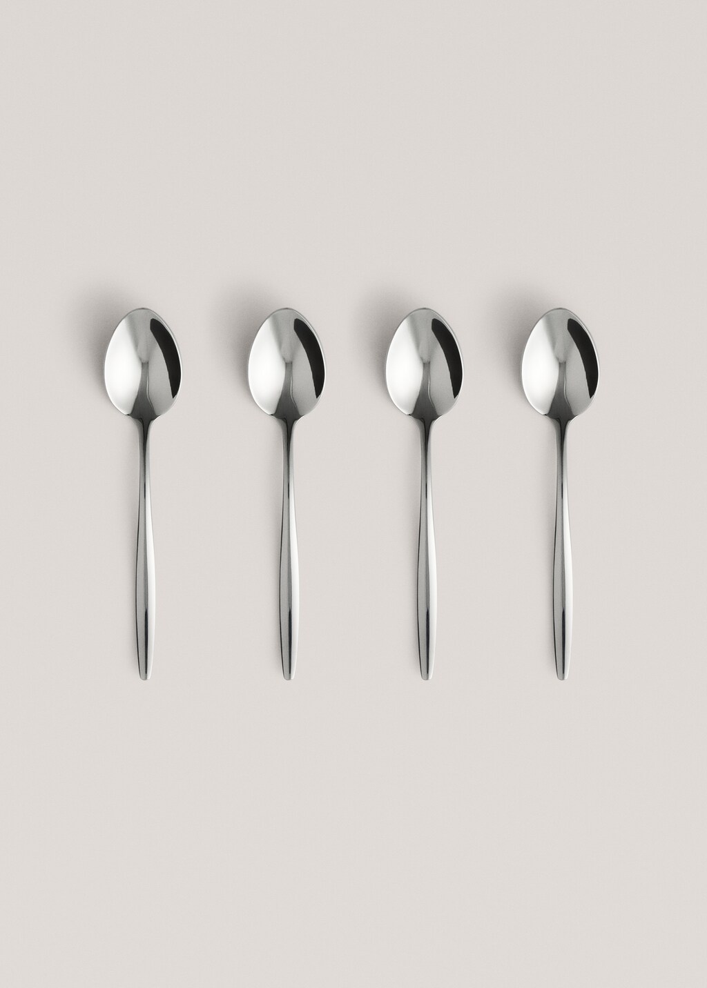 Pack of 4 steel spoons with thin handle - Silver