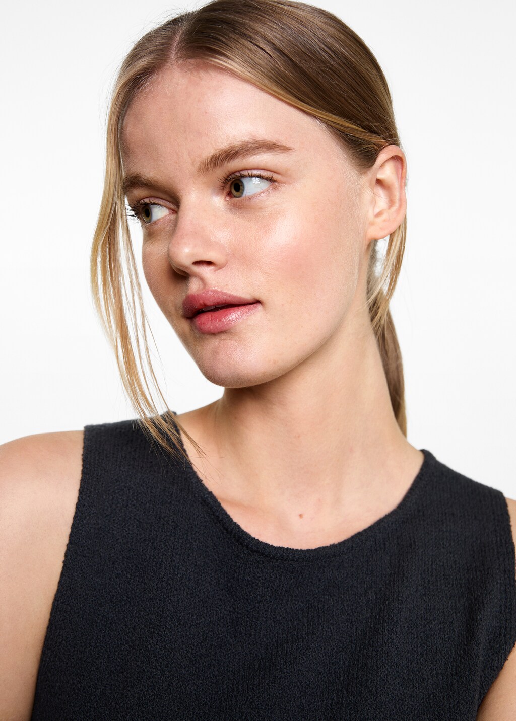 Knitted cropped top - Dark Navy