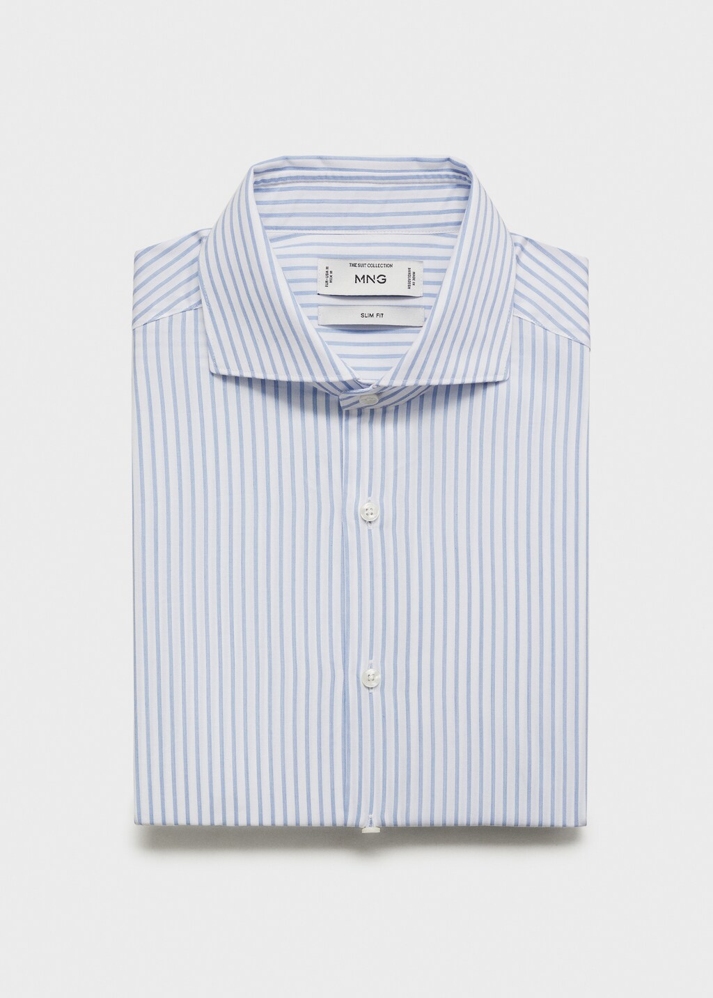 Slim fit cotton striped suit shirt - Sky Blue
