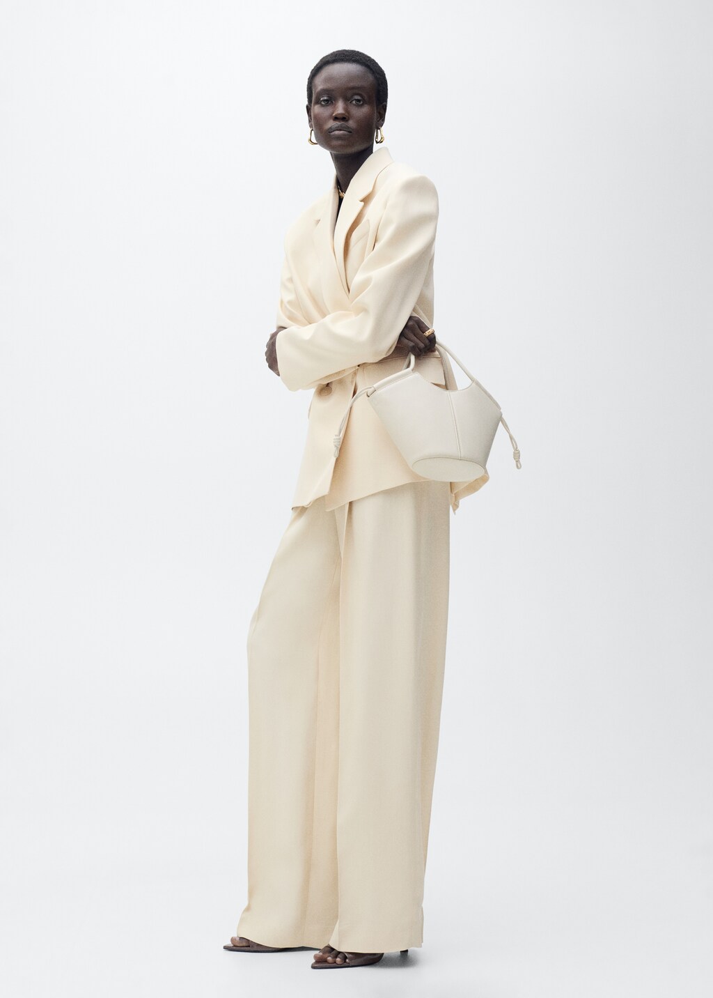 Pleated wideleg suit trousers - Vanilla