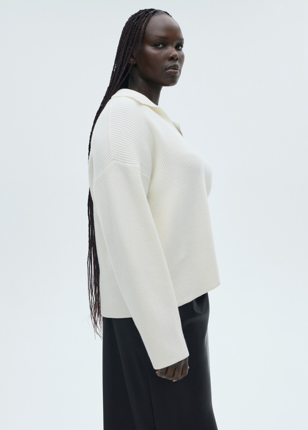 Knitted polo-neck sweater - Grey