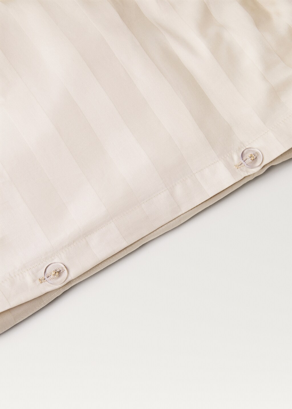 Multi-stripe satin duvet cover for 150cm bed - Beige