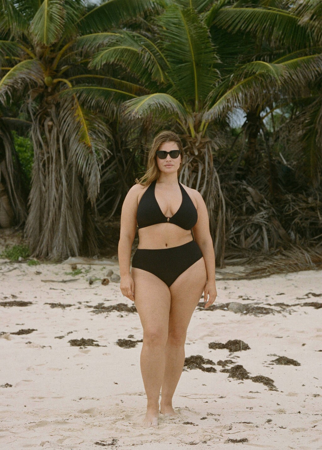 Ribbed high-waisted bikini bottom - Red