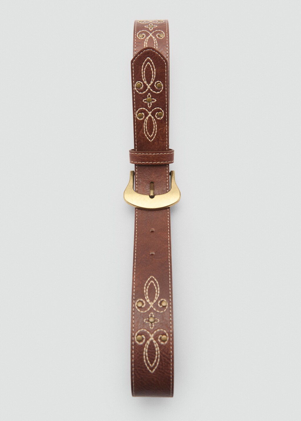 Embroidered belt - Brown