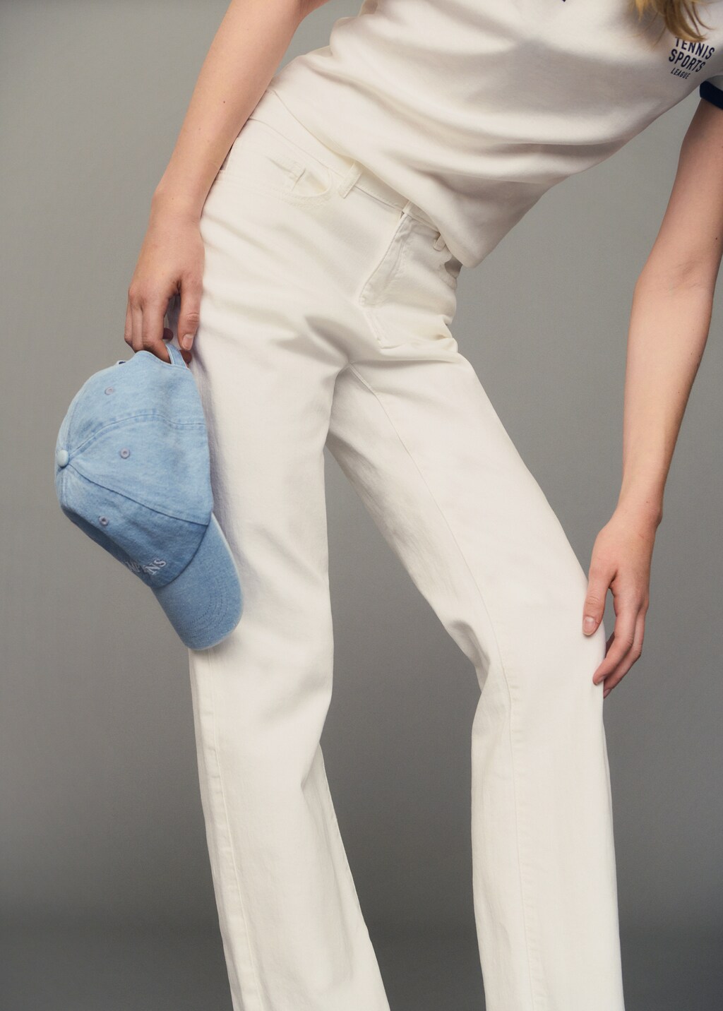 Denim cap with message - Light Blue