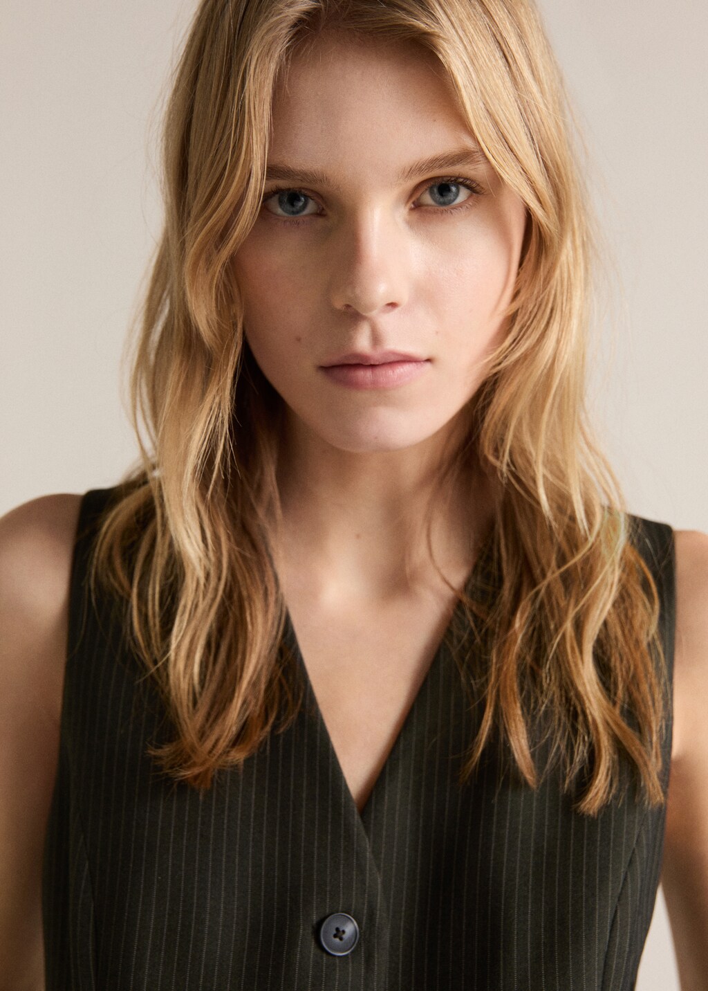 Pinstripe jumpsuit with belt - Billiard Green