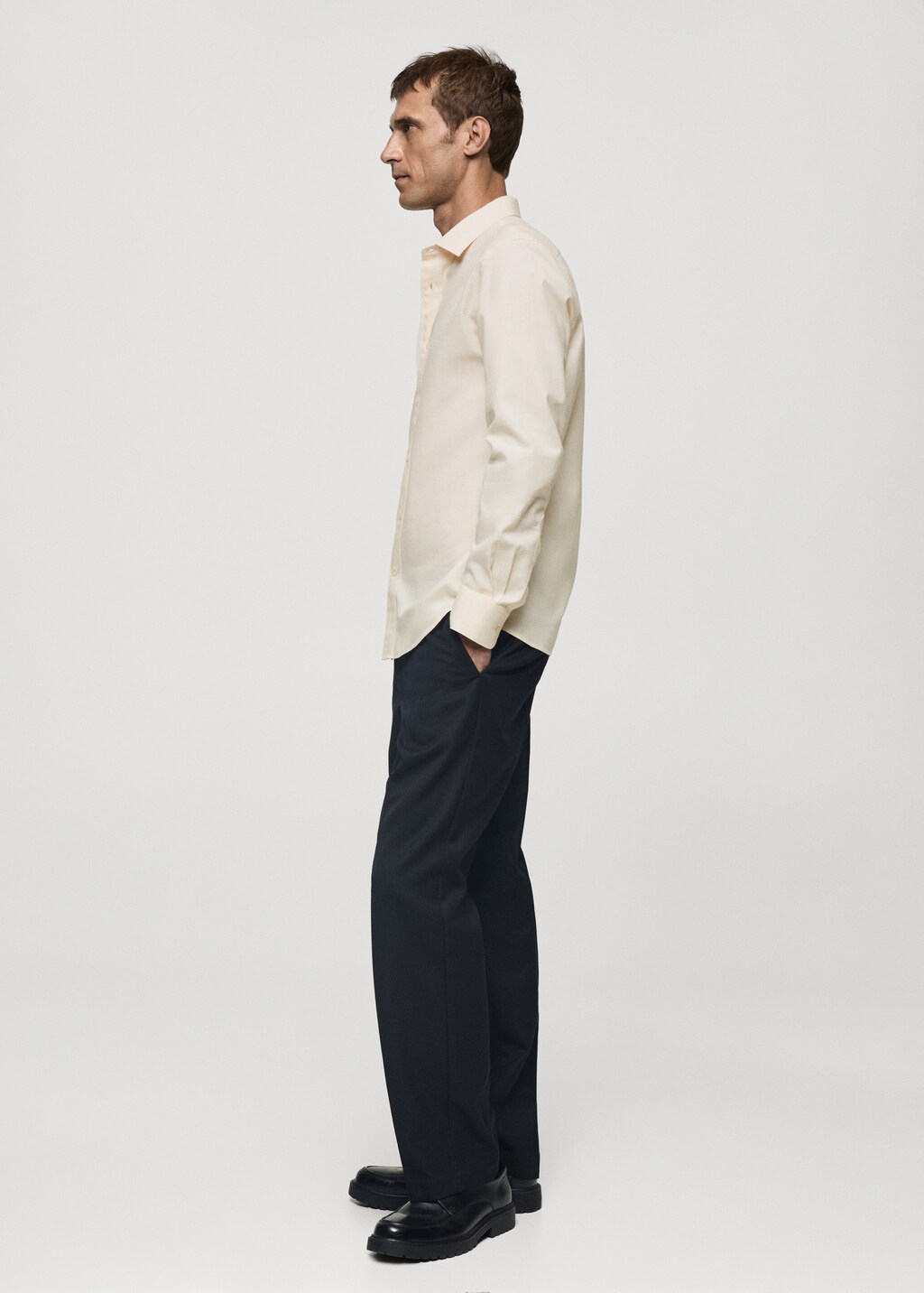 100% cotton flannel slim-fit shirt - Sand