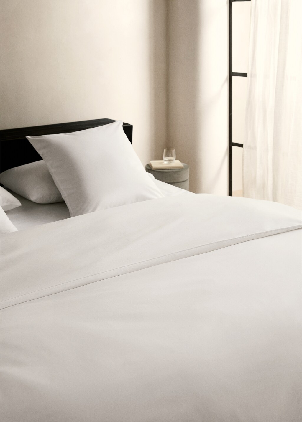 Cotton percale duvet cover for 200 cm bed - White