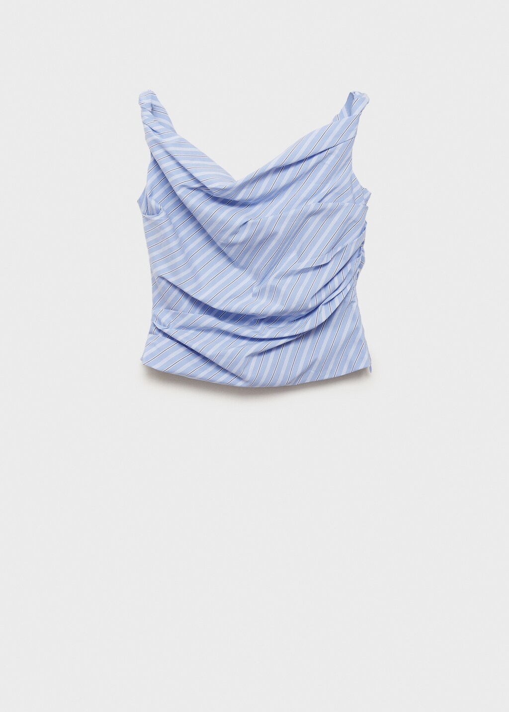Striped draped asymmetric top - Blue