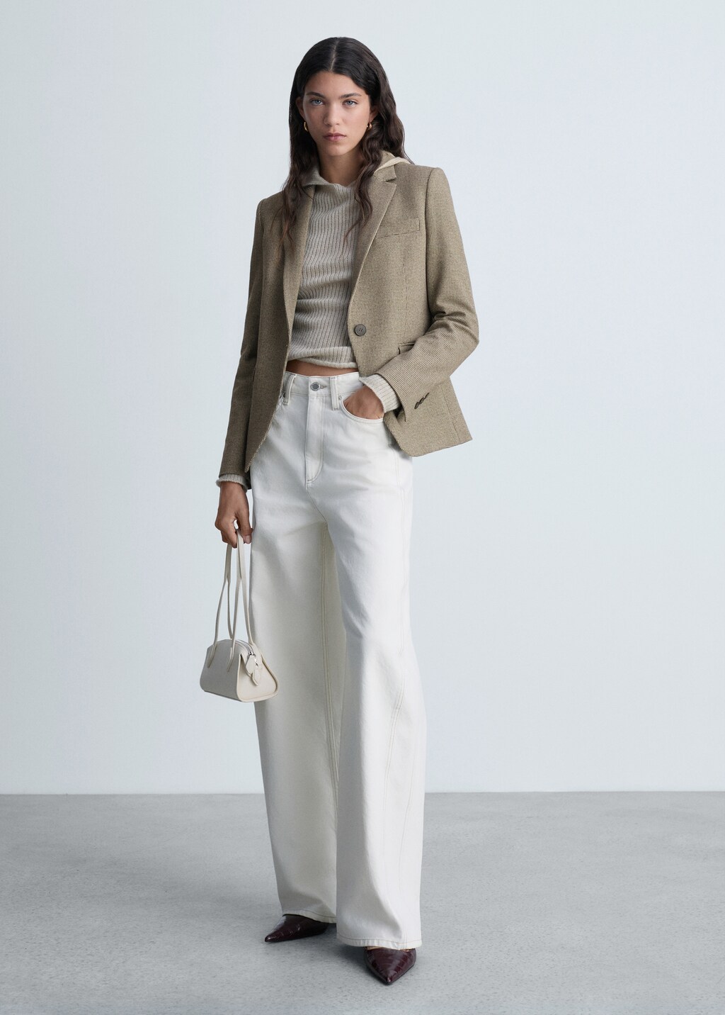 Micro-houndstooth tailored jacket - Brown