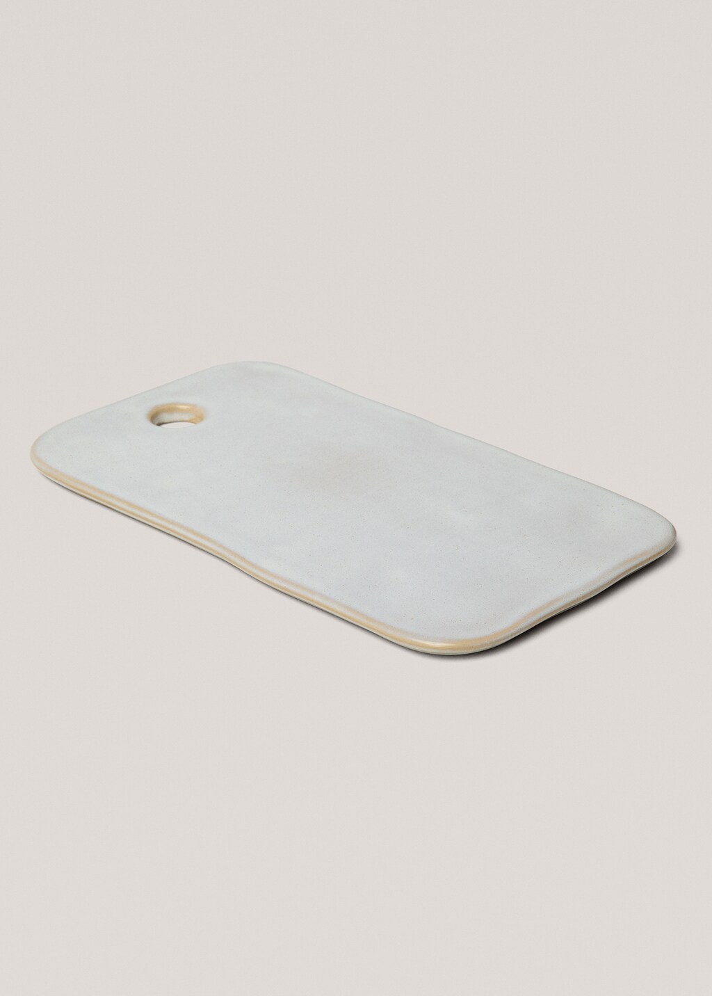Stoneware tray with aged rim - Off White