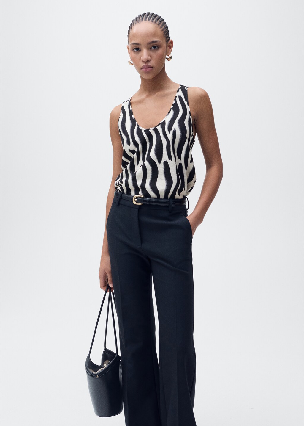 Zebra-print strappy top - Ecru