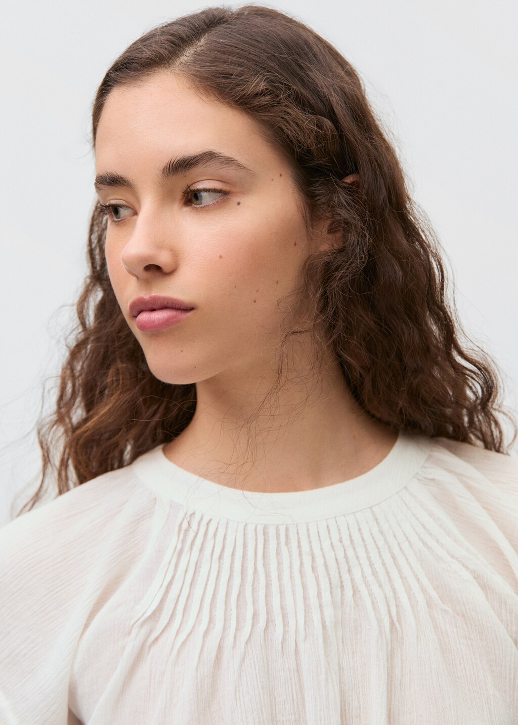 Pleated cotton blouse - Off White