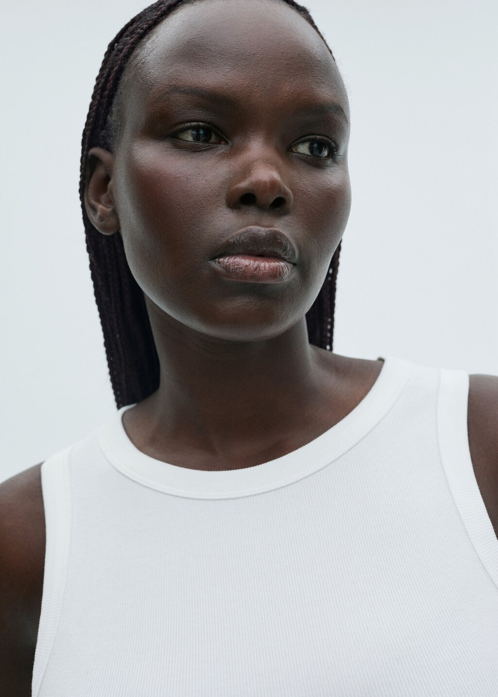 Ribbed cotton-blend top - Vanilla