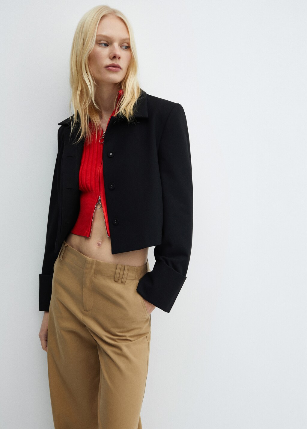 Wideleg lyocell trousers - Beige