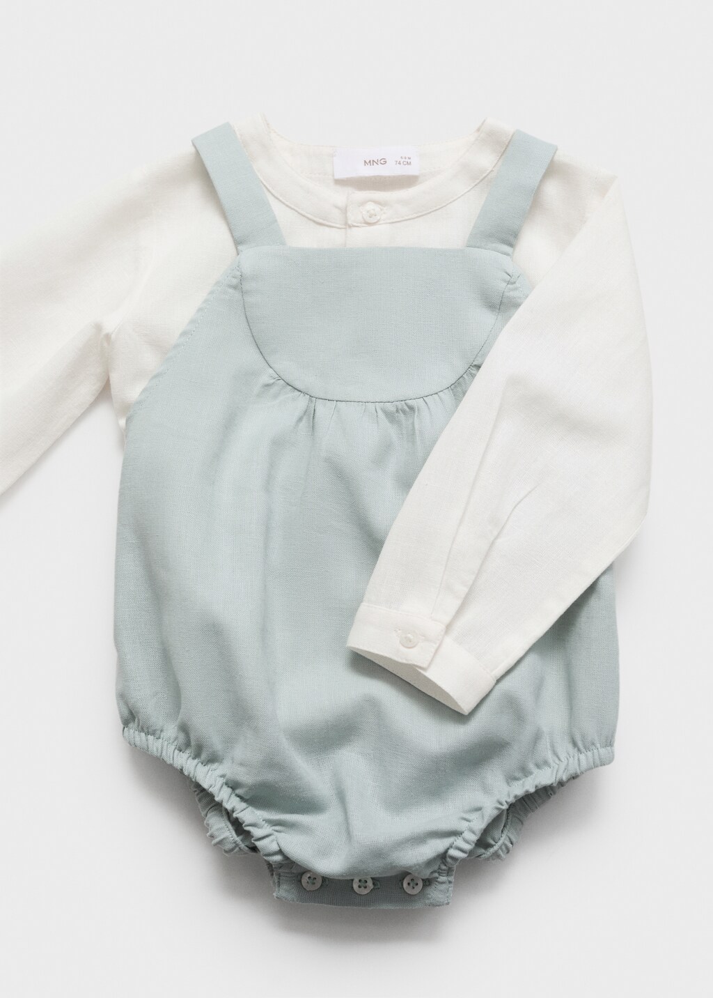 Linen romper - Aqua Green