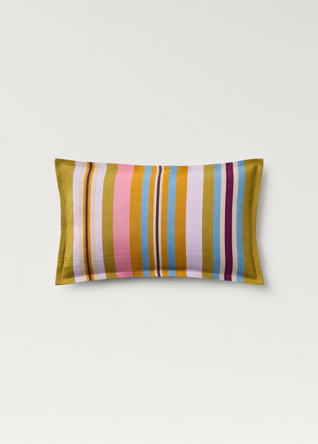 Cotton cushion cover with woven stripe, 30x50cm - Pink
