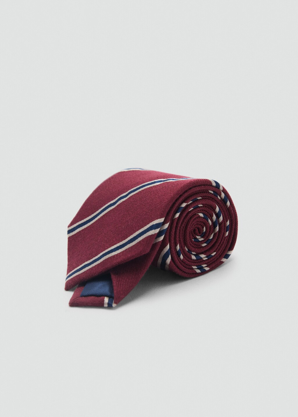 Striped silk cotton tie - Burgundy