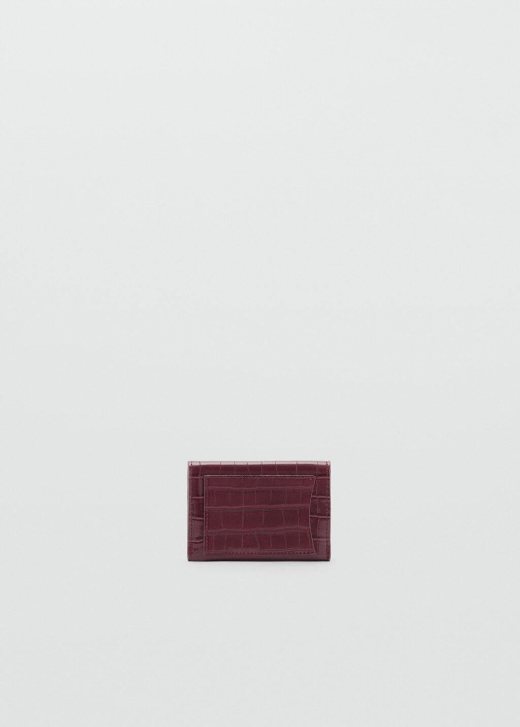 Croc-effect flap purse - Burgundy
