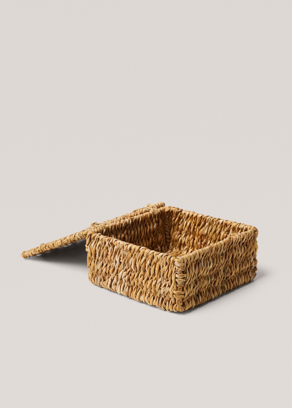 Natural fibre basket with lid 21x21cm - Brown