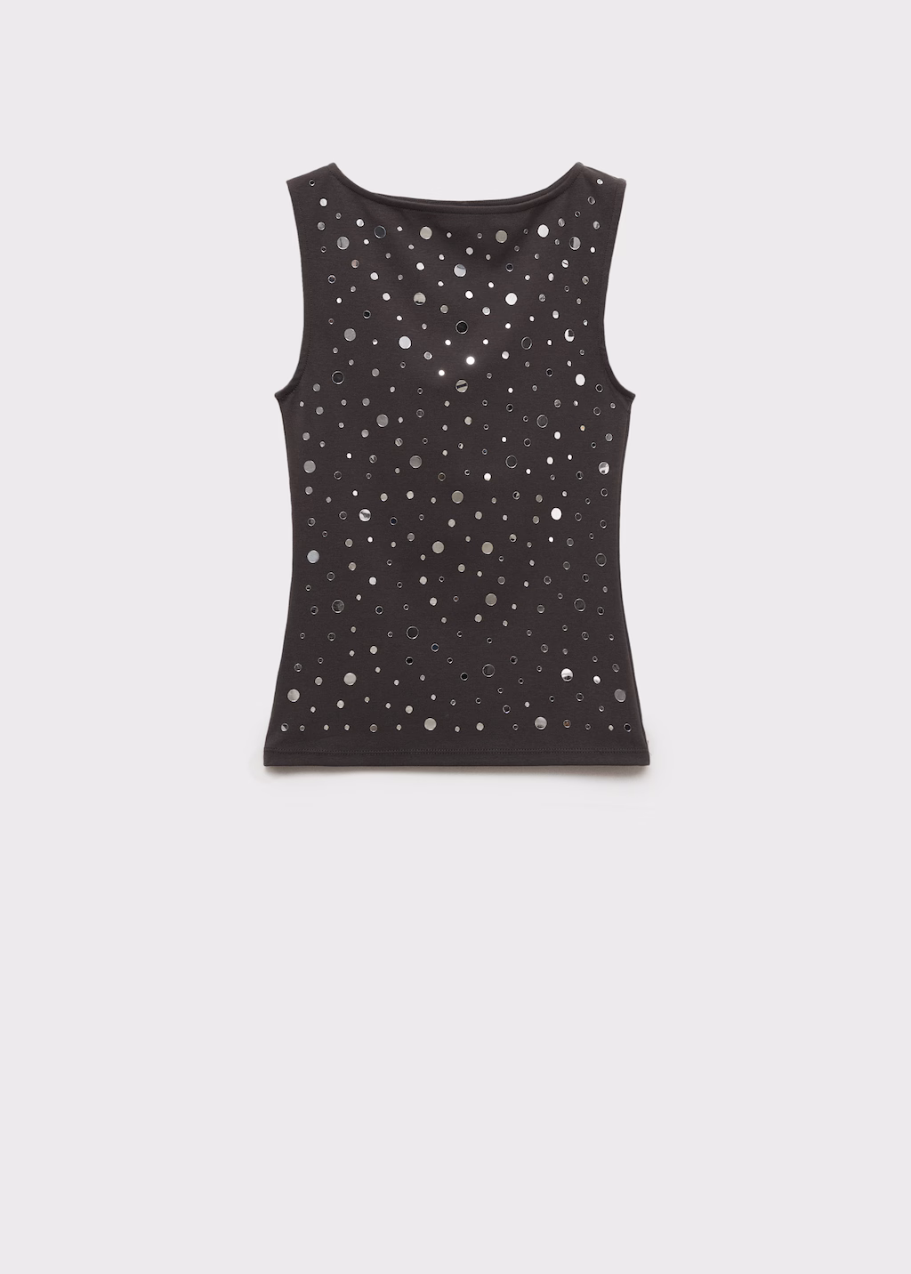 Cotton top with sequin detail - Charcoal