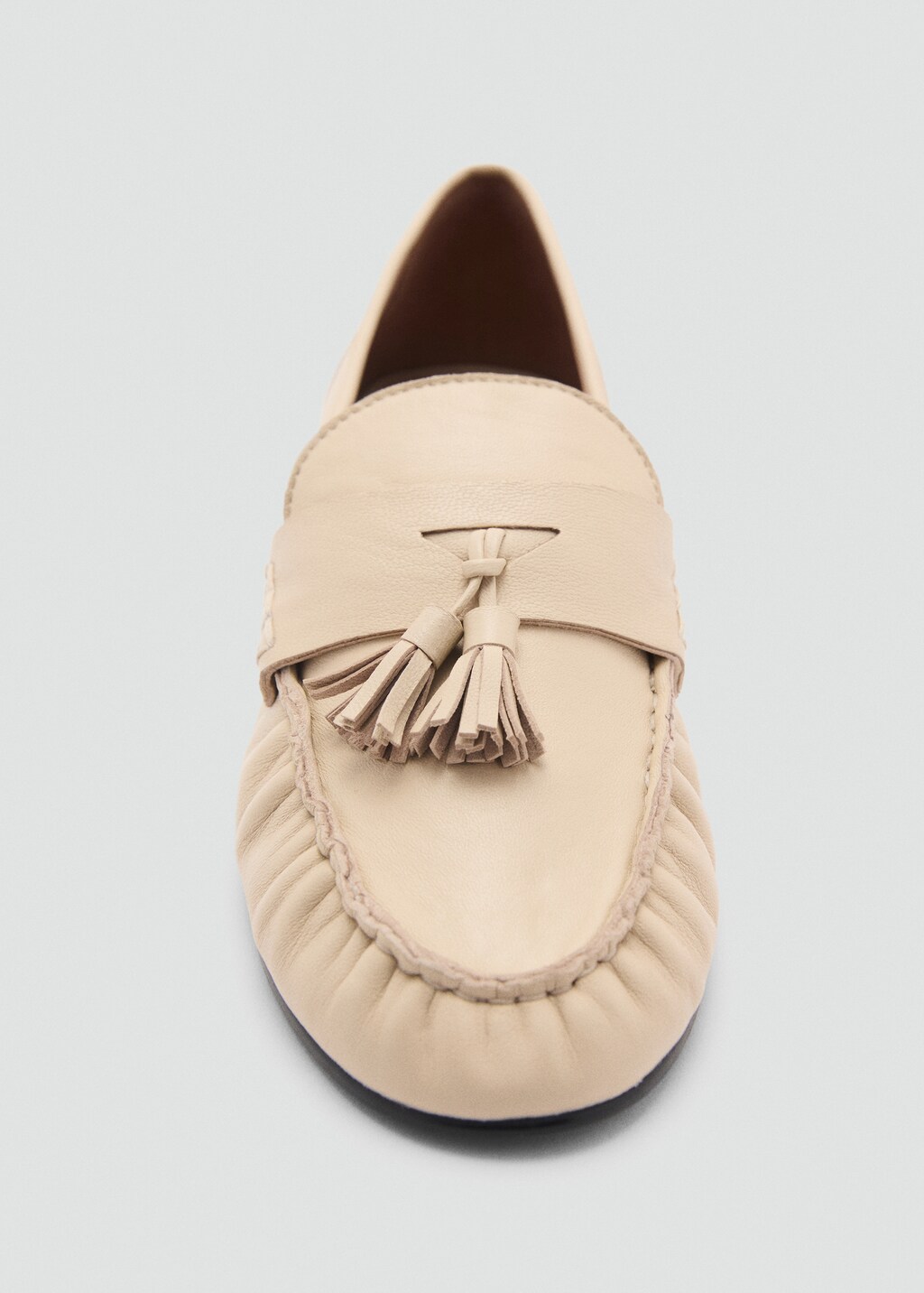 Leather moccasins with tassels - Beige