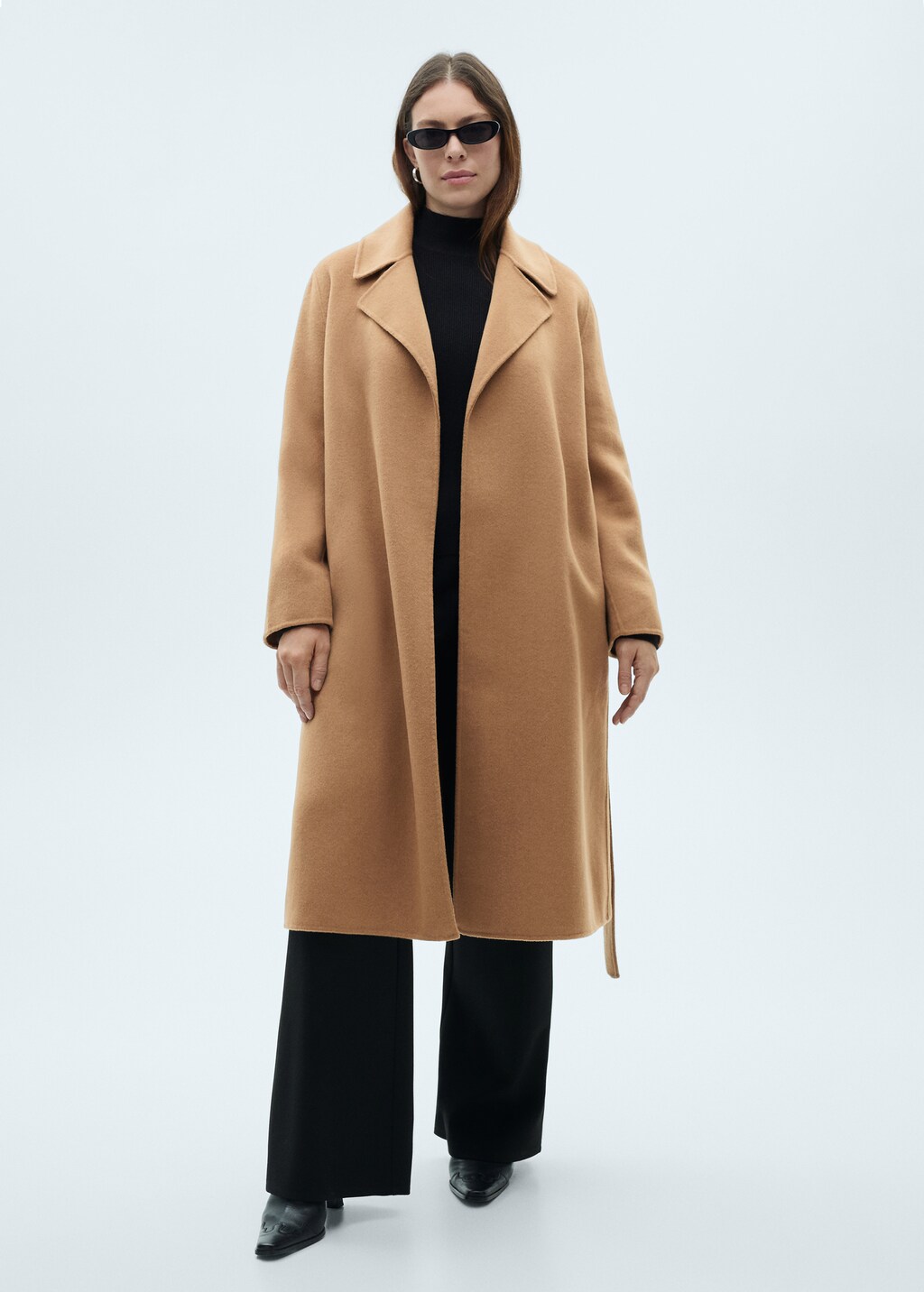 Handmade long coat with belt - Khaki