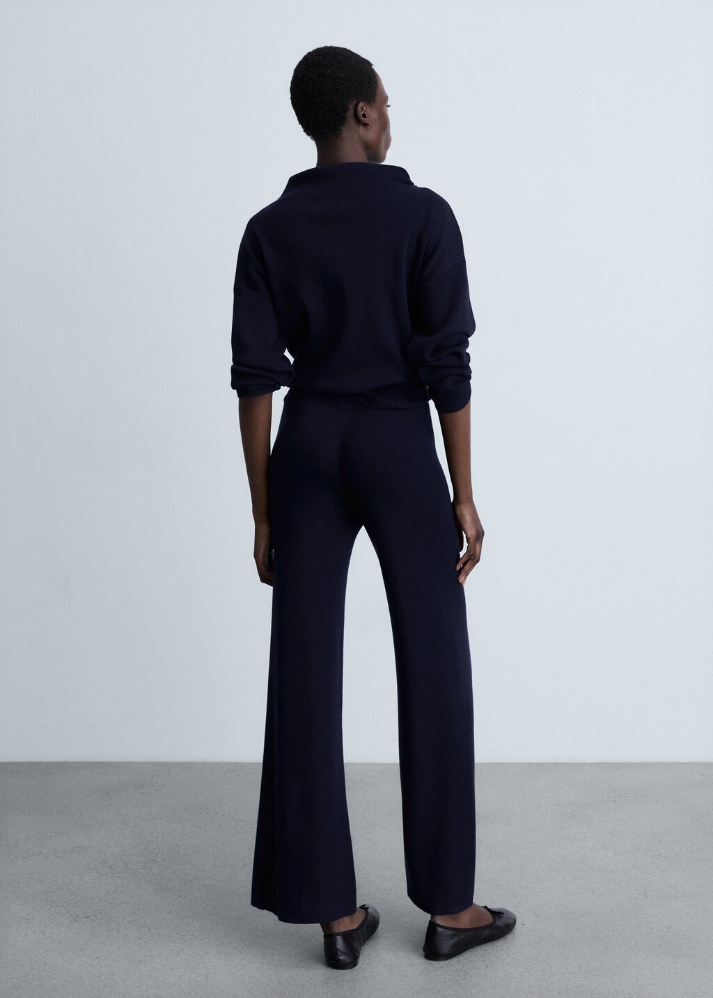 Straight knitted trousers - Dark Navy