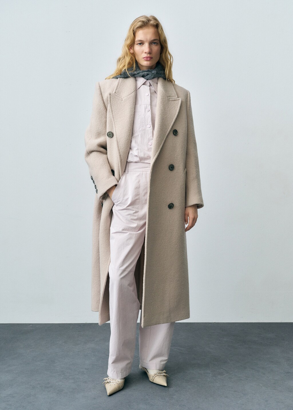 Wideleg trousers with decorative seams - Lilac