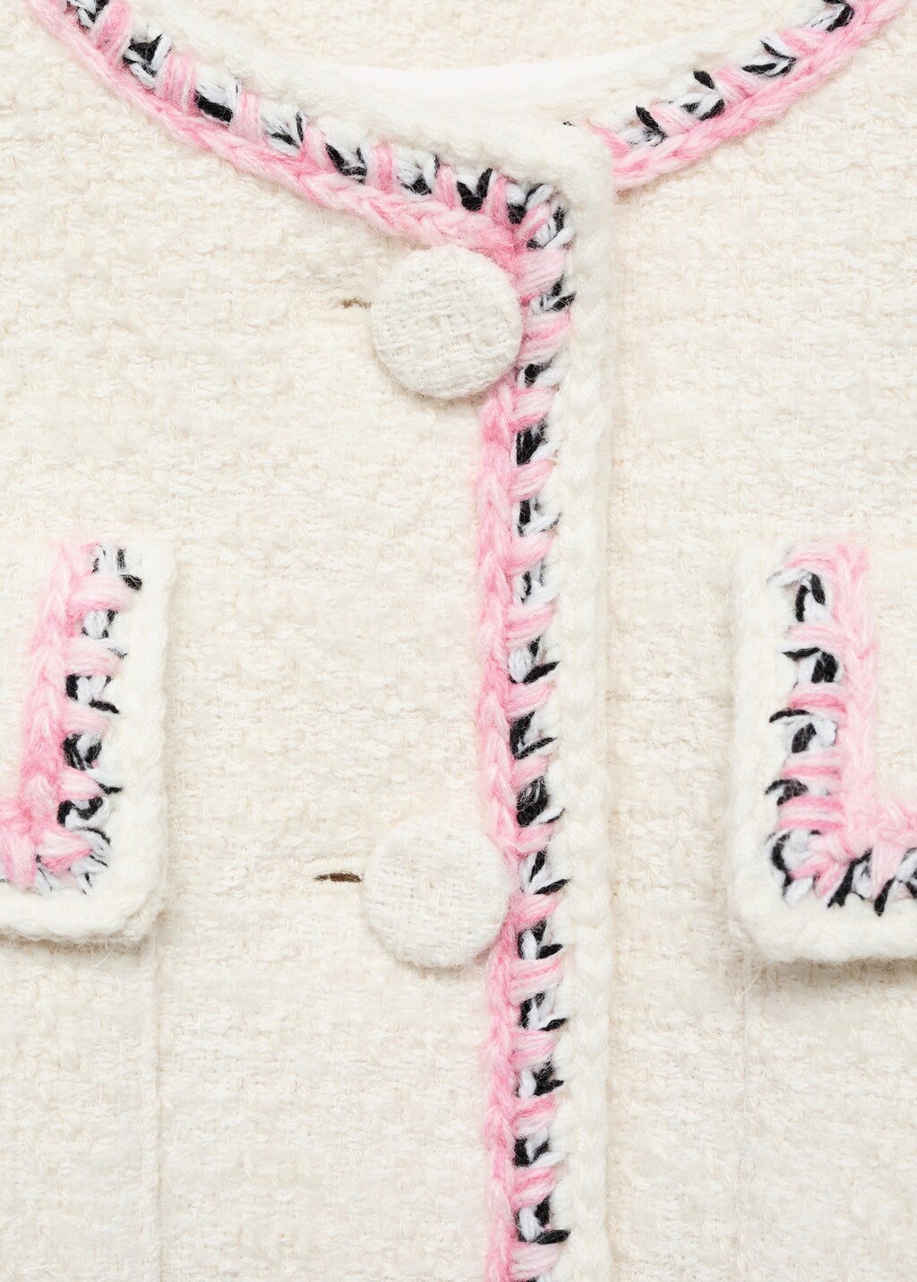 Tweed jacket with contrasting trims - Ecru