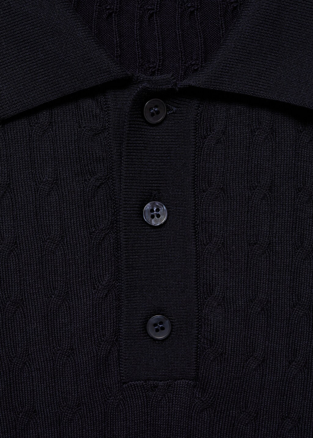 100% cotton braided knitted polo shirt - Off White