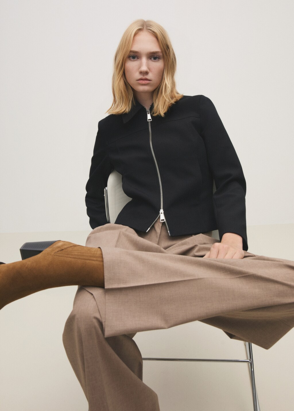 Suede block-heel boots - Tobacco Brown