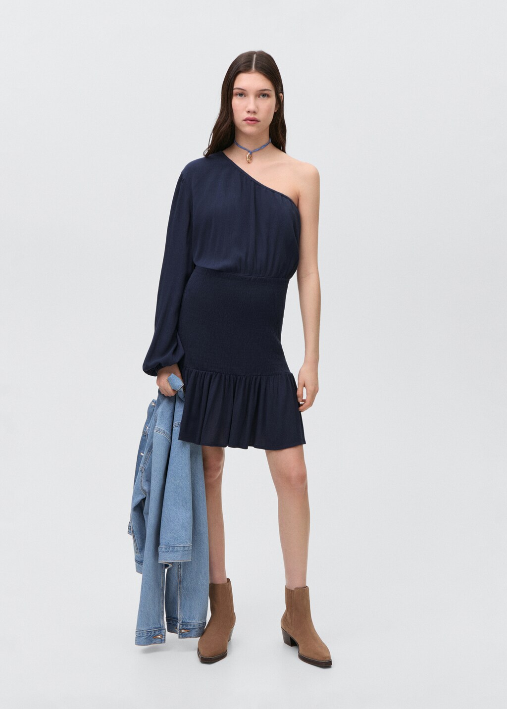 Asymmetrical pleated dress - Dark Navy