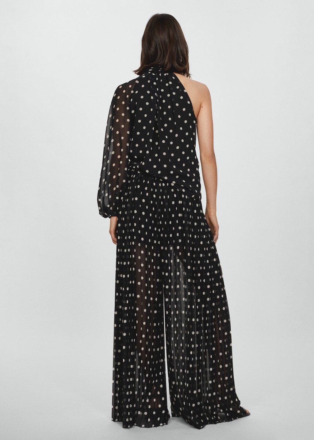 Polka-dot pleated trousers - Black