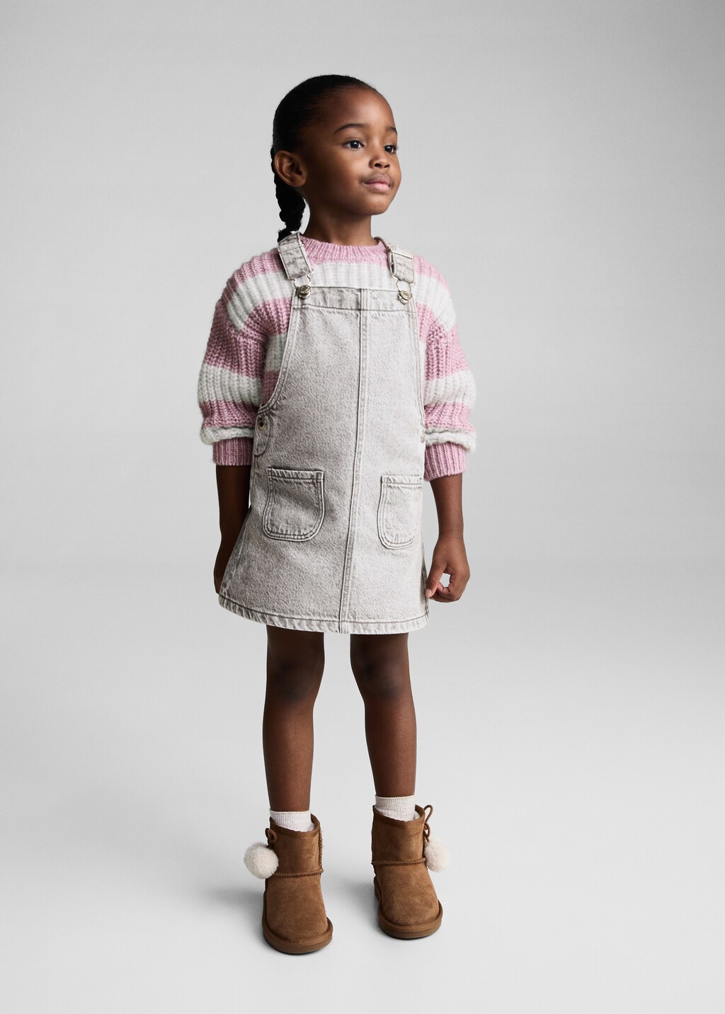 Short denim pinafore - Denim Grey