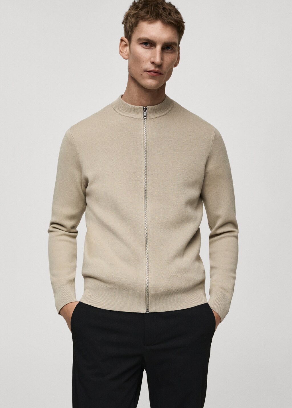 Zipped knit cardigan - Black