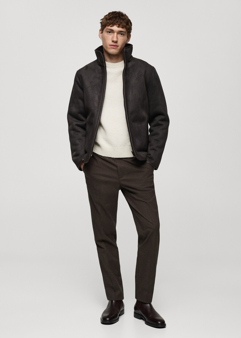 Regular-fit flannel trousers - Light Heather Grey